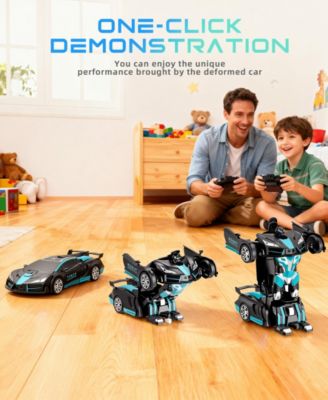 1:18 RC Transforming Robot Car with One-Click Deformation, 2.4GHz RC Car with LED Lights, 360° Rotation & Demo Mode