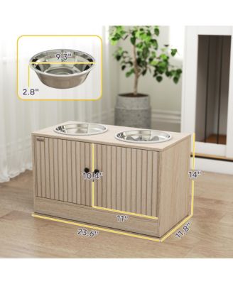 Elevated Dog Bowls with Storage, Raised Dog Bowl with Slow Feeder