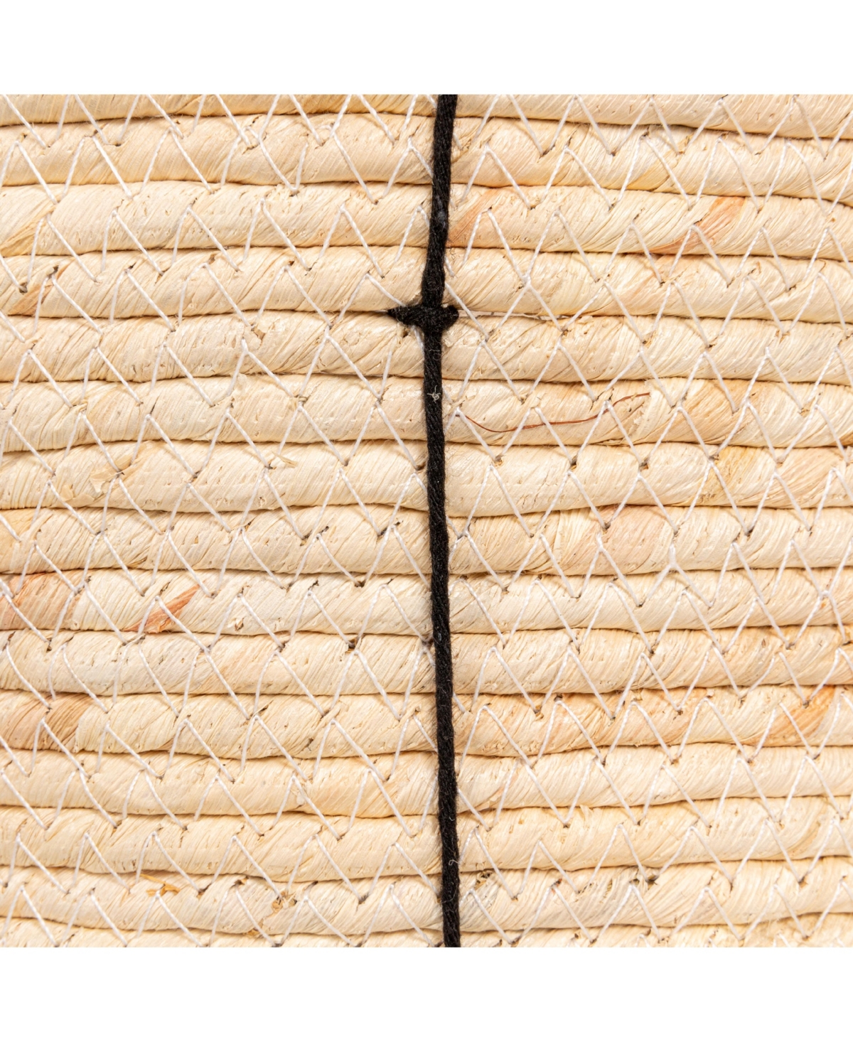 Household Essentials Round Handwoven Corn Rope Baskets with Thin Stripes and Plastic Liner, Natural, Set of 3