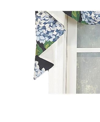 Hydrangea Empire Valance Tuxedo Black 3-Scoop. 64"W x 25"L For windows up to 60"W