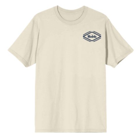 Мужская футболка Modelo Diamond Frame & Brush Stroke Logos Crew Neck Short Sleeve Natural, цвет: Молочно-белый