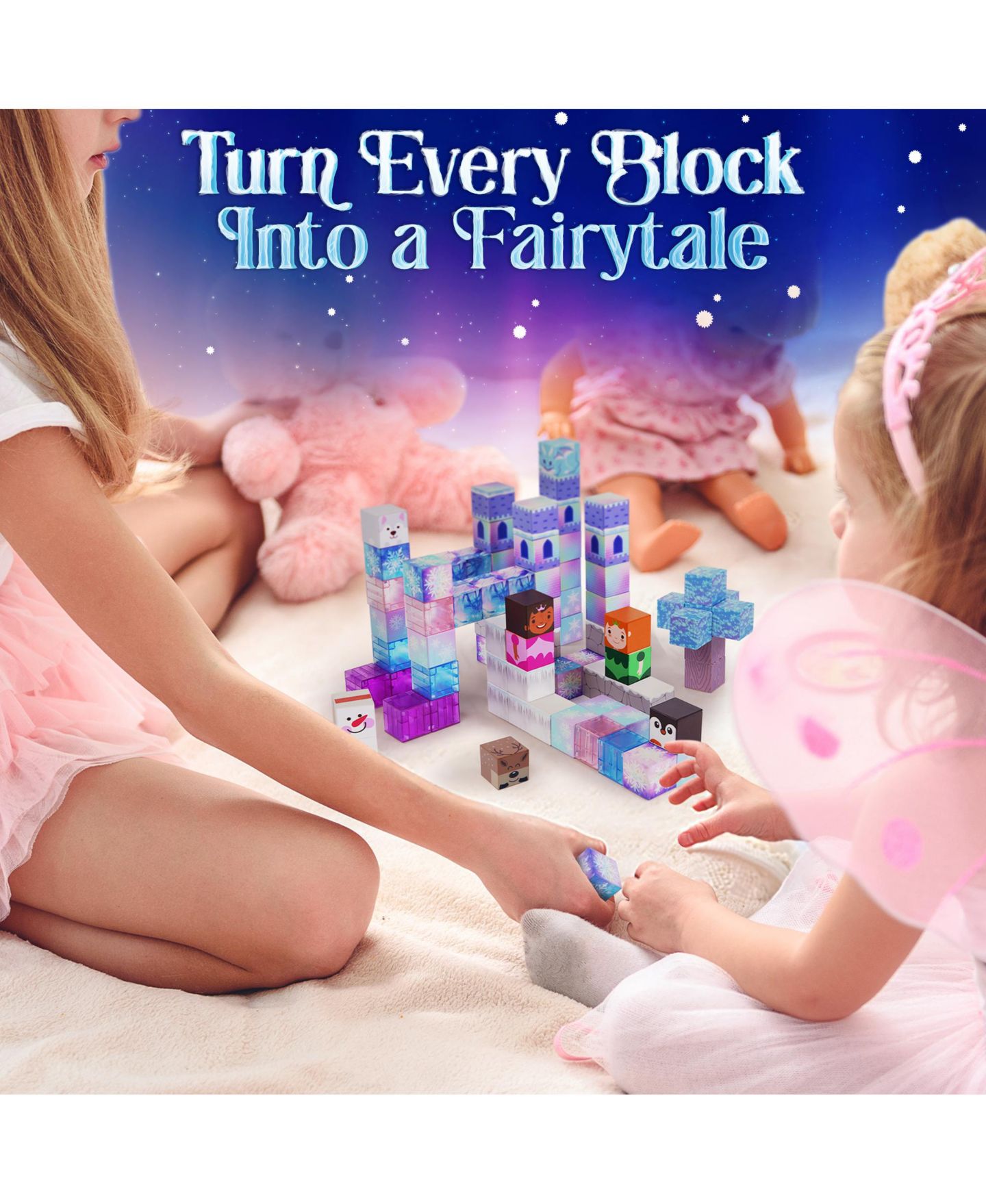 Детские конструкторы USA Toyz Frosted Fairytale 84-Piece Magnetic Building Blocks, Ages 3+ — фото 10