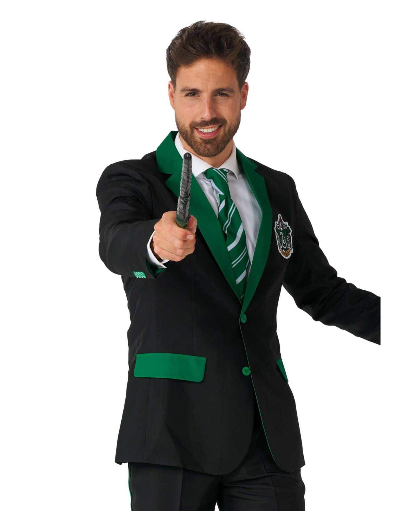 Мужской костюм Slytherin Suitmeister приталенного кроя, цвет: Зелёный / Чёрный — фото 6