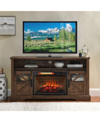 26 inch infrared quartz heater fireplace insert -woodlog version with brick
