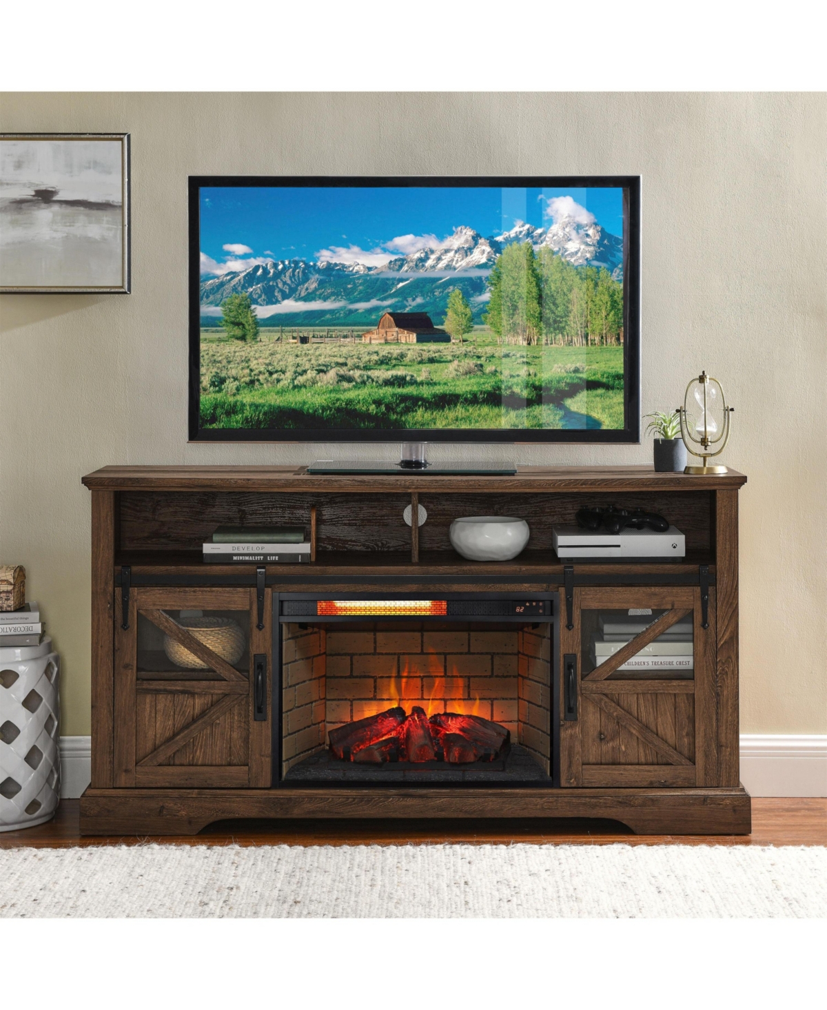 Flynama 26 inch infrared quartz heater fireplace insert