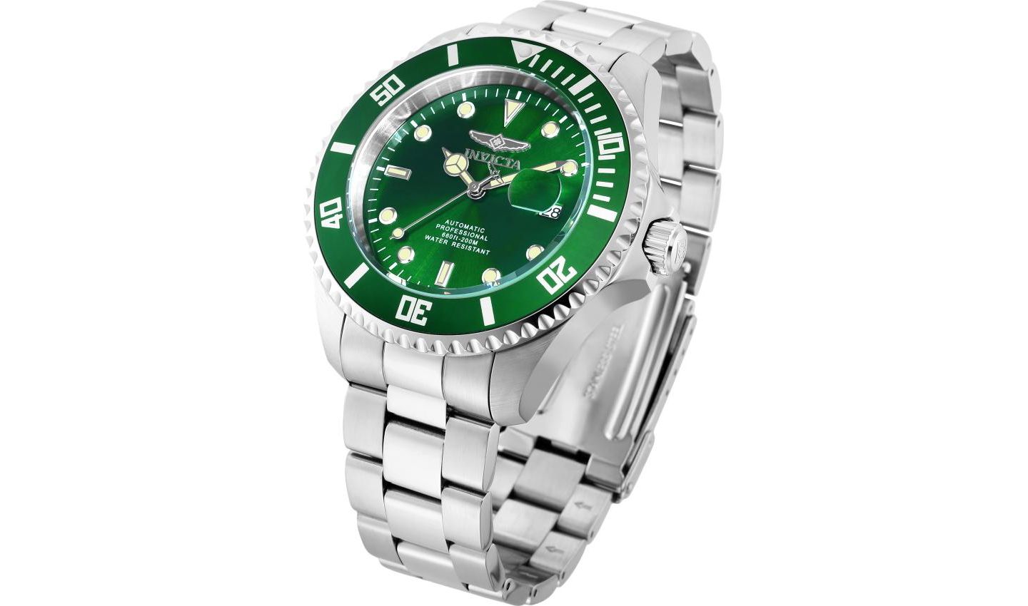 Мужские часы Invicta 35719 Pro Diver Automatic 3 Hand Green Dial, цвет: Серебряный — фото 2