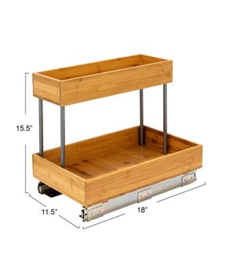 Glidez Bamboo Pull-Out Storage Organizer, 2 -Tier Design, Natural and Chrome