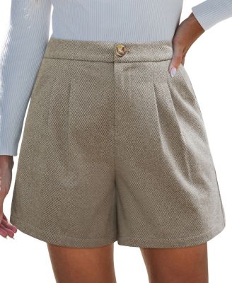 Women's High Waist Pleated Shorts With Pockets