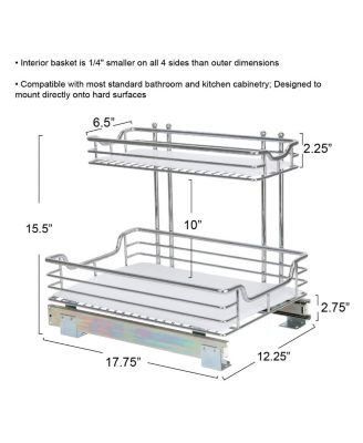 Glidez Steel Pull-Out Storage Organizer with Plastic Liners, 2-Tier Design, Chrome