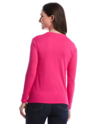 Petite Laced Crew Neck Long Sleeve Top