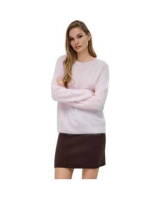 Women Brushed Silk Cashmere Crew-Neck Sweater