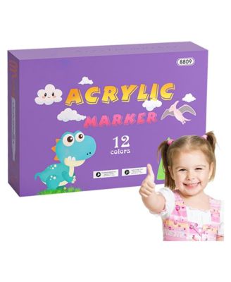 12 Colors Acrylic Paint Pens, Art Graffiti Markers, Quick-Drying Waterproof Drawing Pens for Canvas & Glass