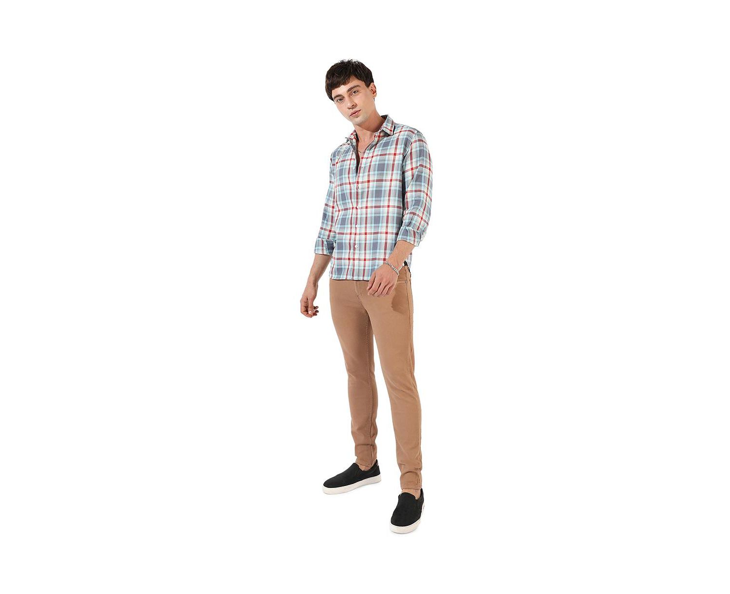 Men's Multicolour Checkered Regular Fit Casual Shirt