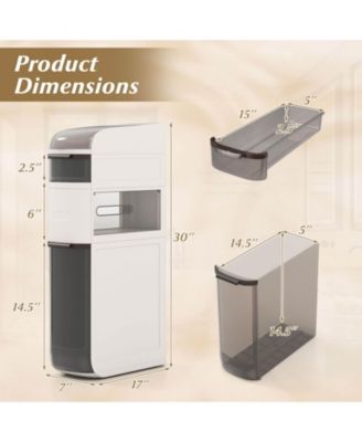 4-Tier Narrow Bathroom Storage Cabinet with Drawers Tissue Box Wheels for Kitchen