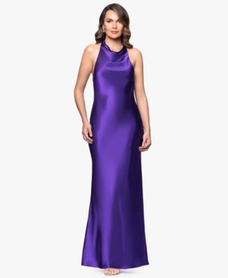 Women's Halter-Neck Sleeveless Satin Gown 