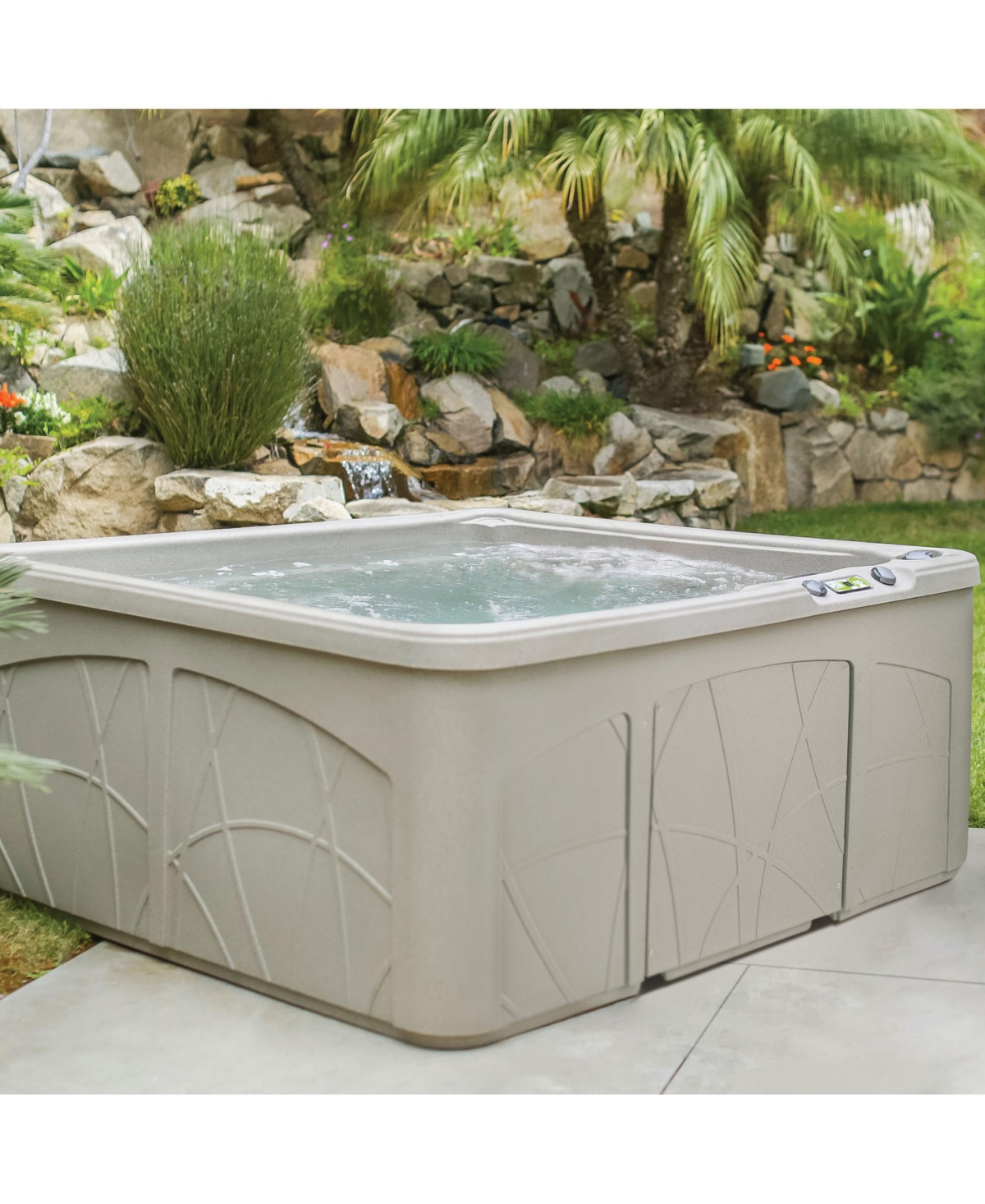 Lifesmart Spas 5 Person Plug and Play 28 Jet Led Outdoor Hot Tub, LS350DX, Sand