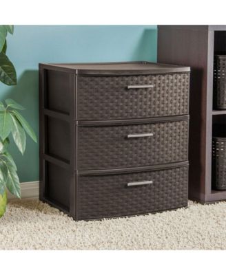 2 Pack 3 Drawer Wide Weave Storage Tower Plastic Organizer Drawers