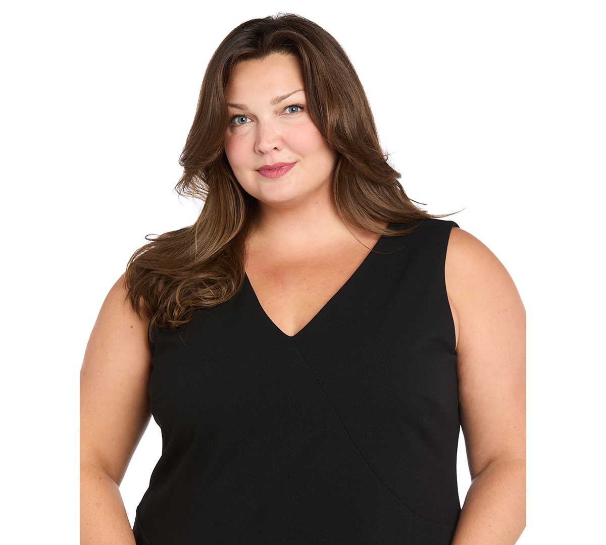 R & M Richards Plus Sleeveless V-Neck Midi Dress
