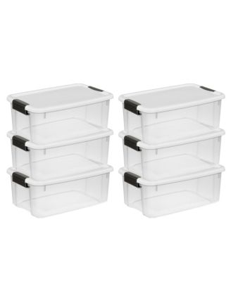 30 Qt 6-Pack & 18 Qt 6-Pack Clear Plastic Stackable Storage Bin w/ Lid