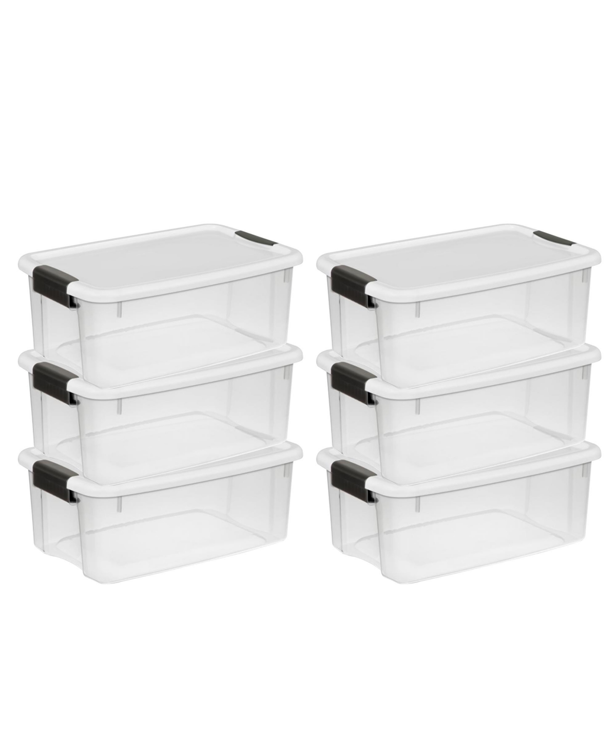 Sterilite 30 Qt 6-Pack & 18 Qt 6-Pack Clear Plastic Stackable Storage Bin w/ Lid