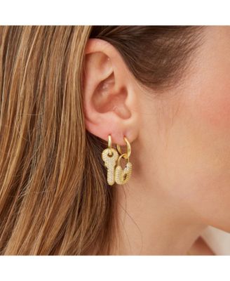 Key Gold Color Hoop Sterling Silver Earring