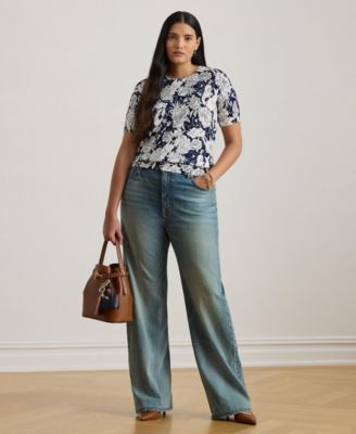 Plus Size Floral Short-Sleeve Sweater