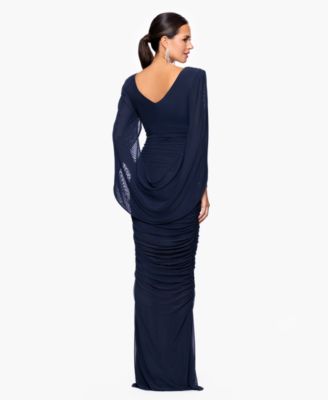 Women's Mesh Cape V-Neck Gown Dress