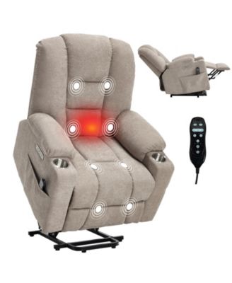 Power Lift Recliner Chair with Massage and Heat Heavy Duty Motion Mechanism with USB and Type C Ports