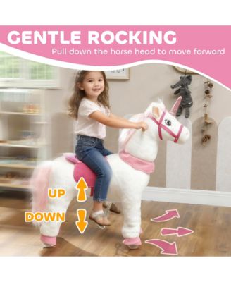 Ride on Unicorn Toy, Plush Baby Rocking Horse for Kids 4-7 Years