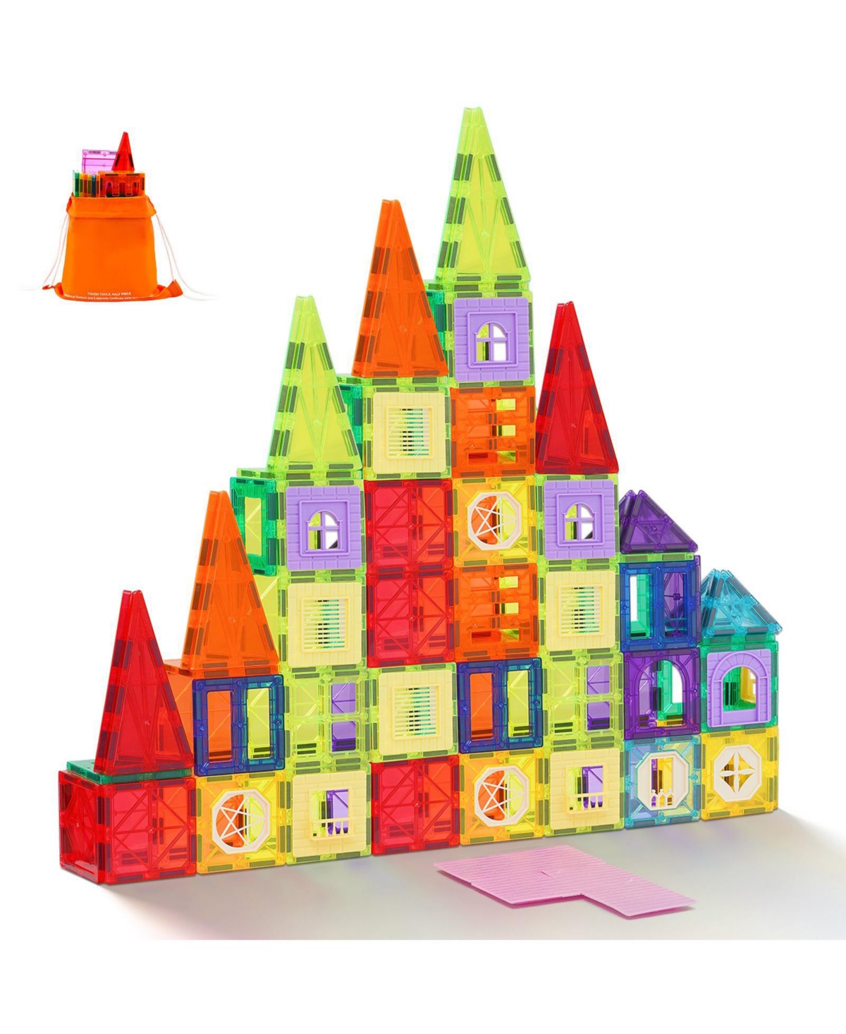 Mecale Magnetic Tiles, 121 Pcs Building Blocks with 2 Car Bases & 26 Cards, Stem Educational Construction Toy for Kids Ages 5+