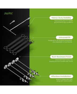 Trampoline Anchor Kit PRO, Heavy Duty Ground Anchoring Metal Stakes Set