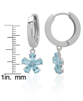 Blue Topaz Flower Dangle Hoop Earrings (2-5/8 ct. t.w.) in Sterling Silver (Also in Amethyst or Lab-Grown Magenta Sapphire)