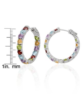 Multi-Stones Inside-Out Hoop Earrings (7-5/8 ct. t.w.) in Sterling Silver