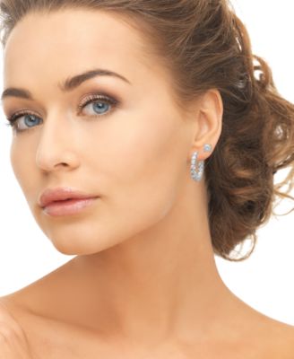 2-Pc. Lab-Grown White Sapphire Hoop & Stud (4.9 ct. t.w.) Earring Set in Sterling Silver
