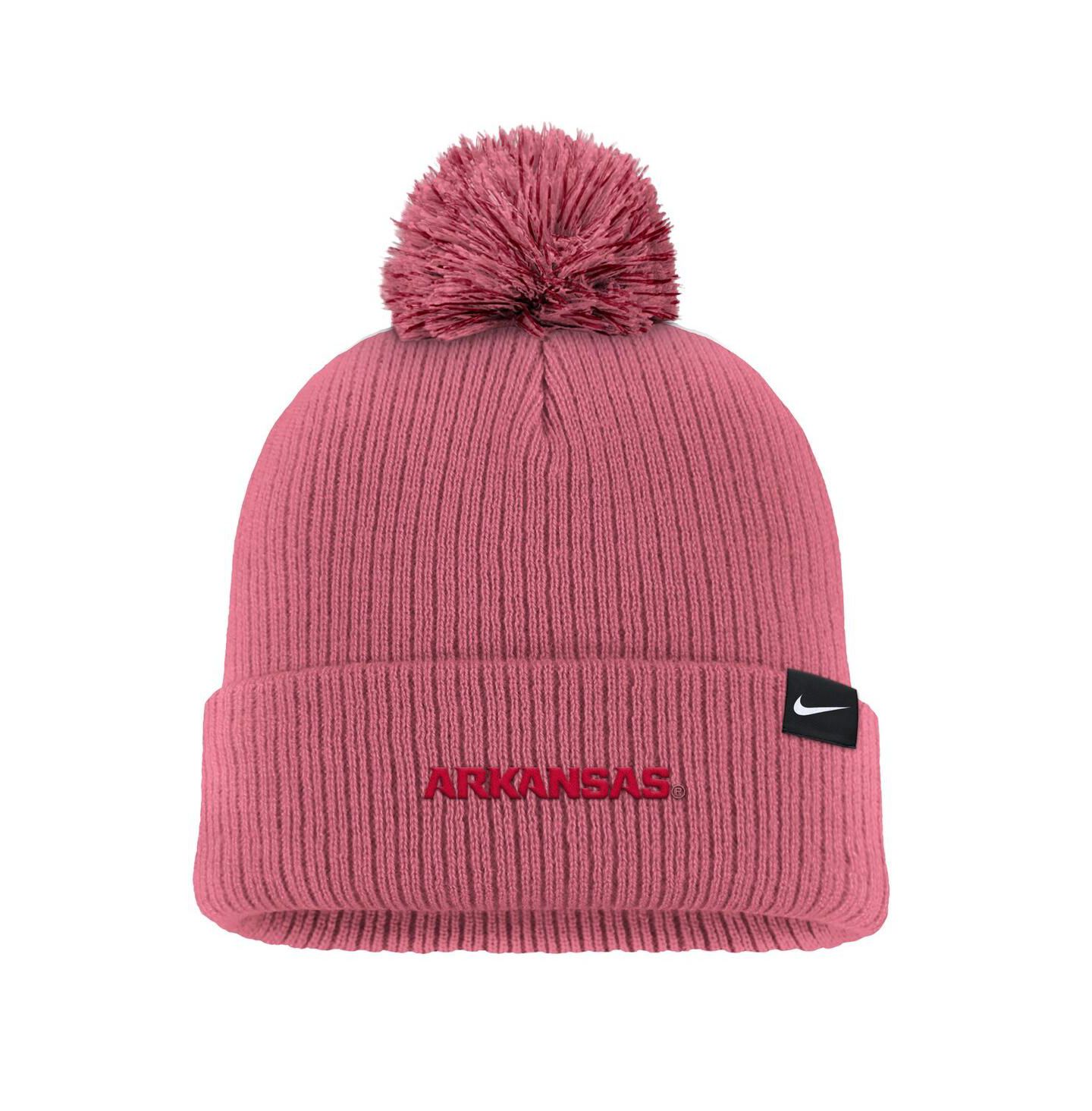 Мужская шапка Nike Pink Arkansas Razorbacks Tonal Peak Cuffed Knit Hat with Pom — фото 2