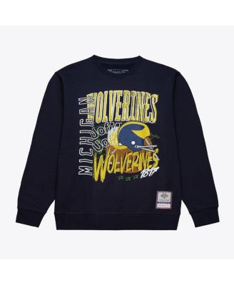 Men's Navy Michigan Wolverines Half Time Fleece Sweatshirt