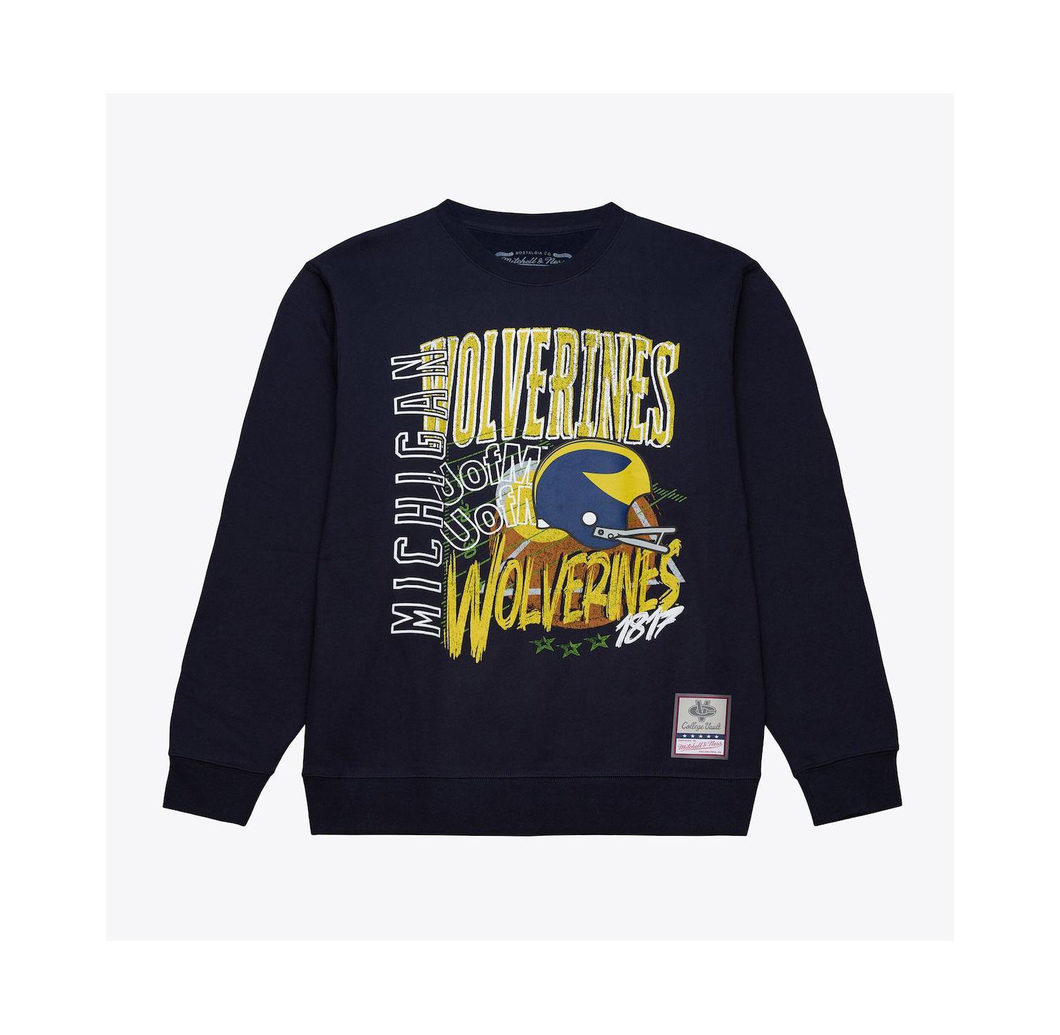 Men's Navy Michigan Wolverines Half Time Fleece Sweatshirt