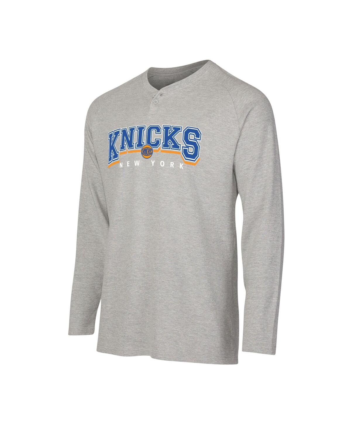 Concepts Sport Men's Gray New York Knicks Hawthorn Thermal Knit Long Sleeve Henley T-Shirt