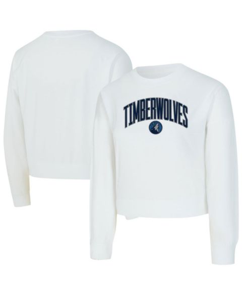 Женская футболка Concepts Sport White Minnesota Timberwolves Laney Chenille Cropped Long Sleeve