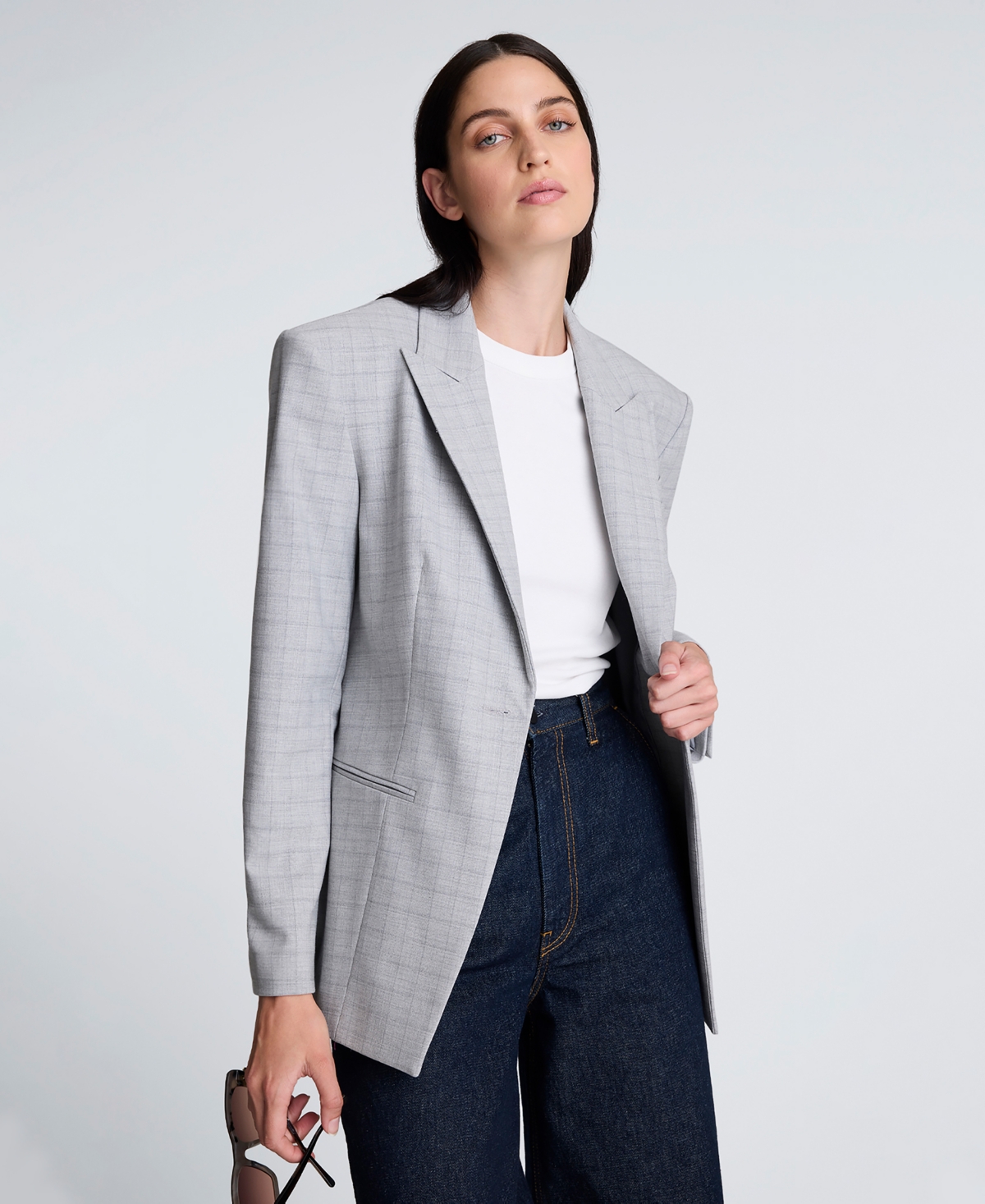 Kenneth Cole Women's 3-Button Plaid Jacket