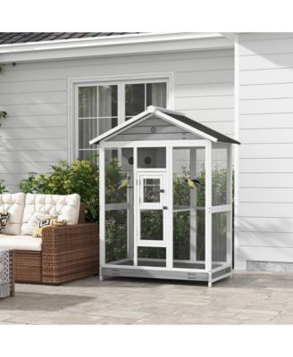 64.5" Wooden Bird Cage Aviary, Flight Cage with Slide-Out Tray