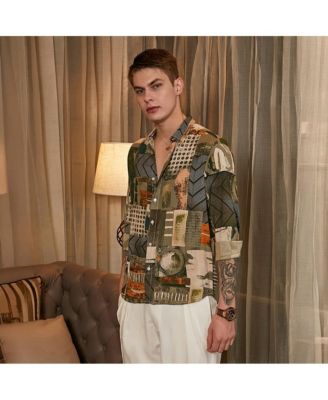 Men's Olive Green & Coffee Brown Earthy-Abstract Shirt