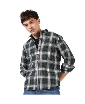 Men's Green Checkered Regular Fit Casual Shirt