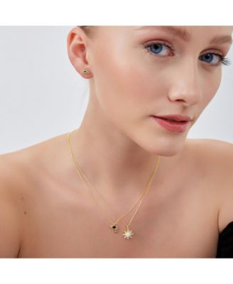 Dark Blue Saturn Necklace With Star Sterling Silver