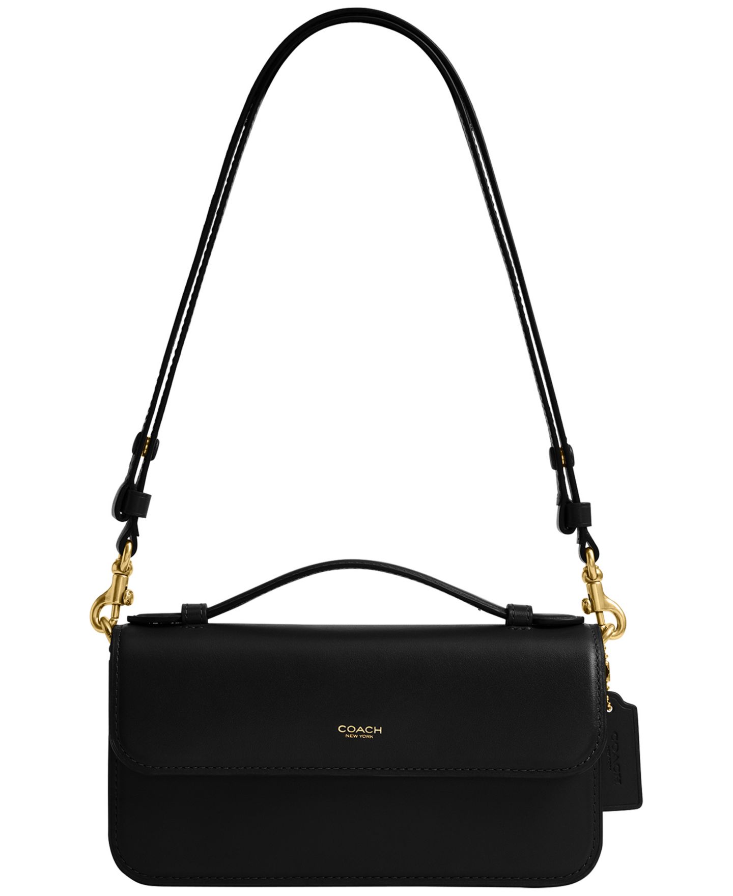 Женская сумка Coach Elora Small Leather Top Handle Shoulder, цвет: Латунный / Чёрный — фото 1