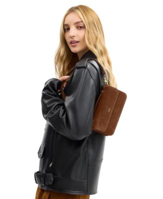 Suede Elora Top Handle Leather Crossbody Bag