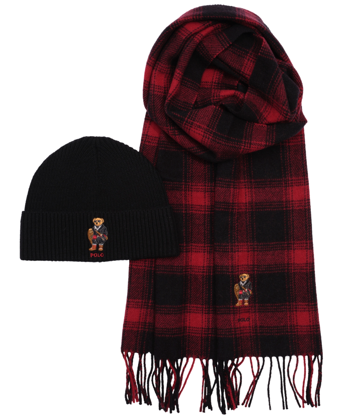 Polo Ralph Lauren Men's Holiday Bear Beanie and Scarf, 2-Piece Set