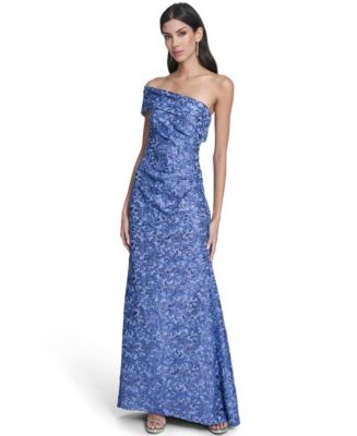 Eliza J Women's One-Shoulder Side Tucks Long Dress - Macy's