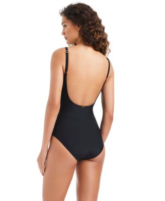 Women's Solid Essentials V-Neck One-Piece Swimsuit