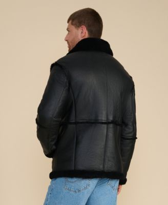 Men's Shearling Aviator Jacket, Wool Trim